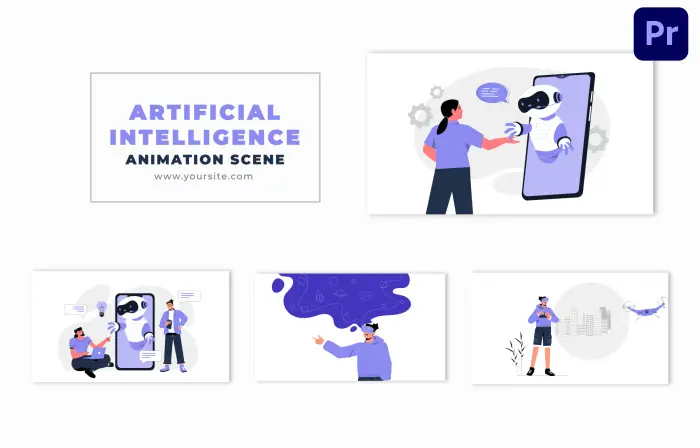 Artificial Intelligence Flat Vector Design Animation Scene